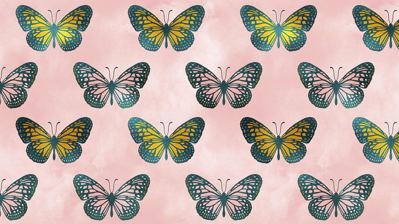 Large Butterfly Pattern on Pink Background Wall Mural. Bedroom, Nursery, Home Decor. Peel and Stick Wallpaper.