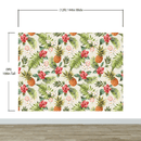 Pineapple Tropical Vibe Wall Mural. Hawaiian Theme Peel and Stick Wallpaper. Paradise Vibe Theme Decor.