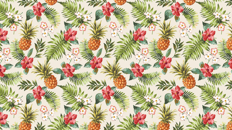 Pineapple Tropical Vibe Wall Mural. Hawaiian Theme Peel and Stick Wallpaper. Paradise Vibe Theme Decor.