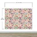 Flower Garden Illustration Wall Mural. Pastel Color Pattern Nursery, Bedroom, Kid’s Room Wall Decor. Peel and Stick Wallpaper.