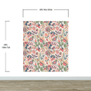 Flower Garden Illustration Wall Mural. Pastel Color Pattern Nursery, Bedroom, Kid’s Room Wall Decor. Peel and Stick Wallpaper.