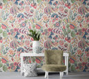 Flower Garden Illustration Wall Mural. Pastel Color Pattern Nursery, Bedroom, Kid’s Room Wall Decor. Peel and Stick Wallpaper.