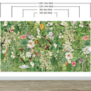 Botanical Vegetation Garden Wall Mural. Color Pencil Artwork of Flower Garden Peel and Stick Wallpaper. Rainforest Jungle Botanical Flowers and Leafs Background.