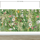 Botanical Vegetation Garden Wall Mural. Color Pencil Artwork of Flower Garden Peel and Stick Wallpaper. Rainforest Jungle Botanical Flowers and Leafs Background.