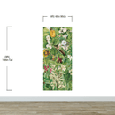 Botanical Vegetation Garden Wall Mural. Color Pencil Artwork of Flower Garden Peel and Stick Wallpaper. Rainforest Jungle Botanical Flowers and Leafs Background.