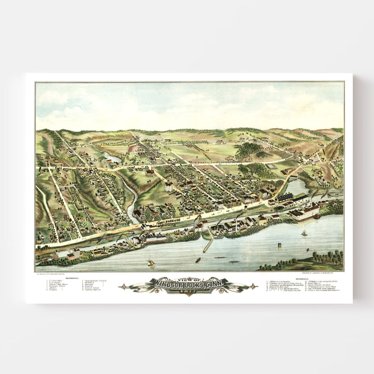 Vintage Map of Windsor Locks, Connecticut 1877, photo 4 of 5