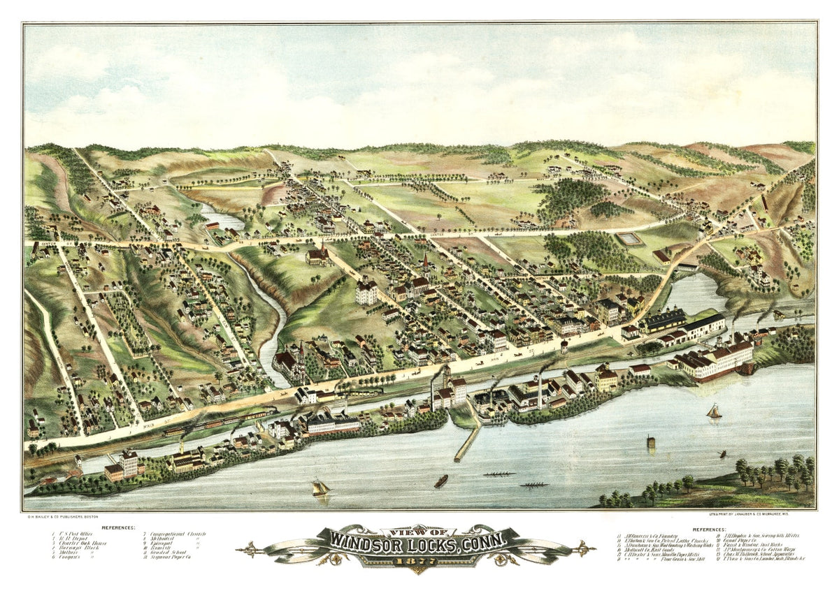 Vintage Map of Windsor Locks, Connecticut 1877, photo 5 of 5
