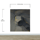 Abstract Black and Gold Agate Marble Stone Pattern Wall Mural. Removable Peel and Stick Wallpaper.