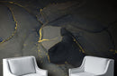Abstract Black and Gold Agate Marble Stone Pattern Wall Mural. Removable Peel and Stick Wallpaper.