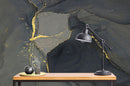 Abstract Black and Gold Agate Marble Stone Pattern Wall Mural. Removable Peel and Stick Wallpaper.