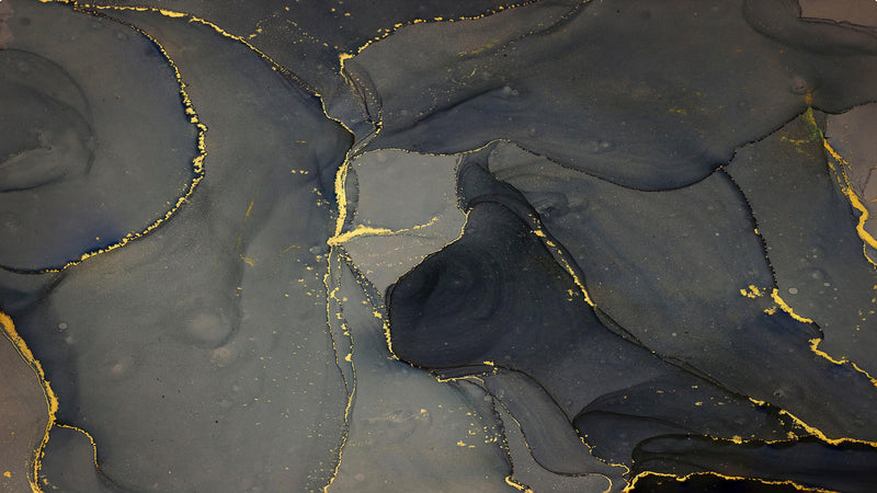 Abstract Black and Gold Agate Marble Stone Pattern Wall Mural. Removable Peel and Stick Wallpaper.
