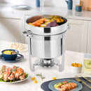 2-Pack 7-Quart Stainless Steel Round Soup Chafing Dish Set