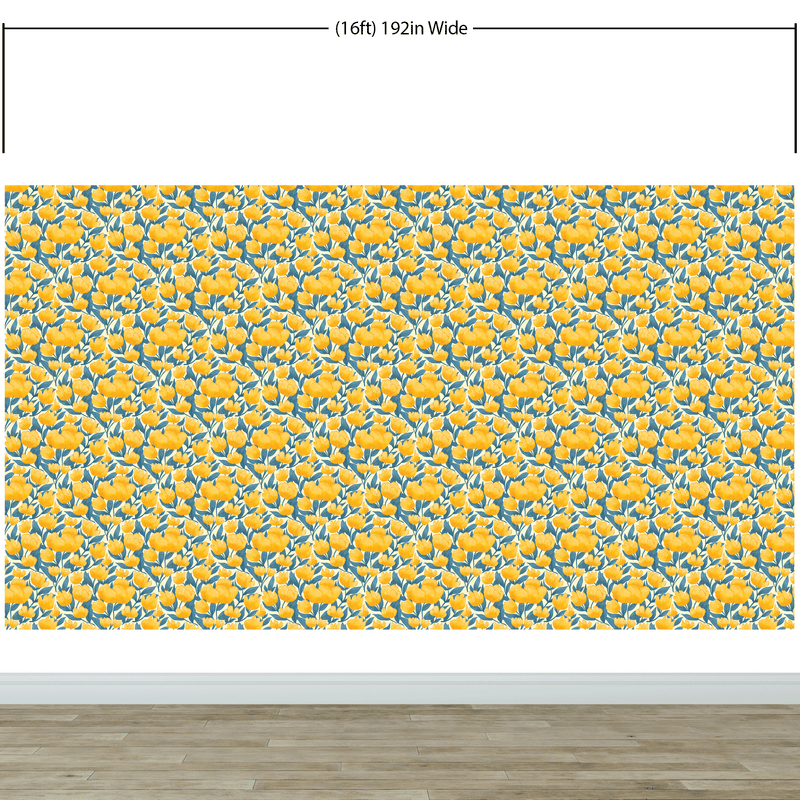 Yellow Floral Flower Background Pattern Wall Mural.