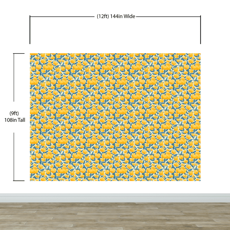 Yellow Floral Flower Background Pattern Wall Mural.