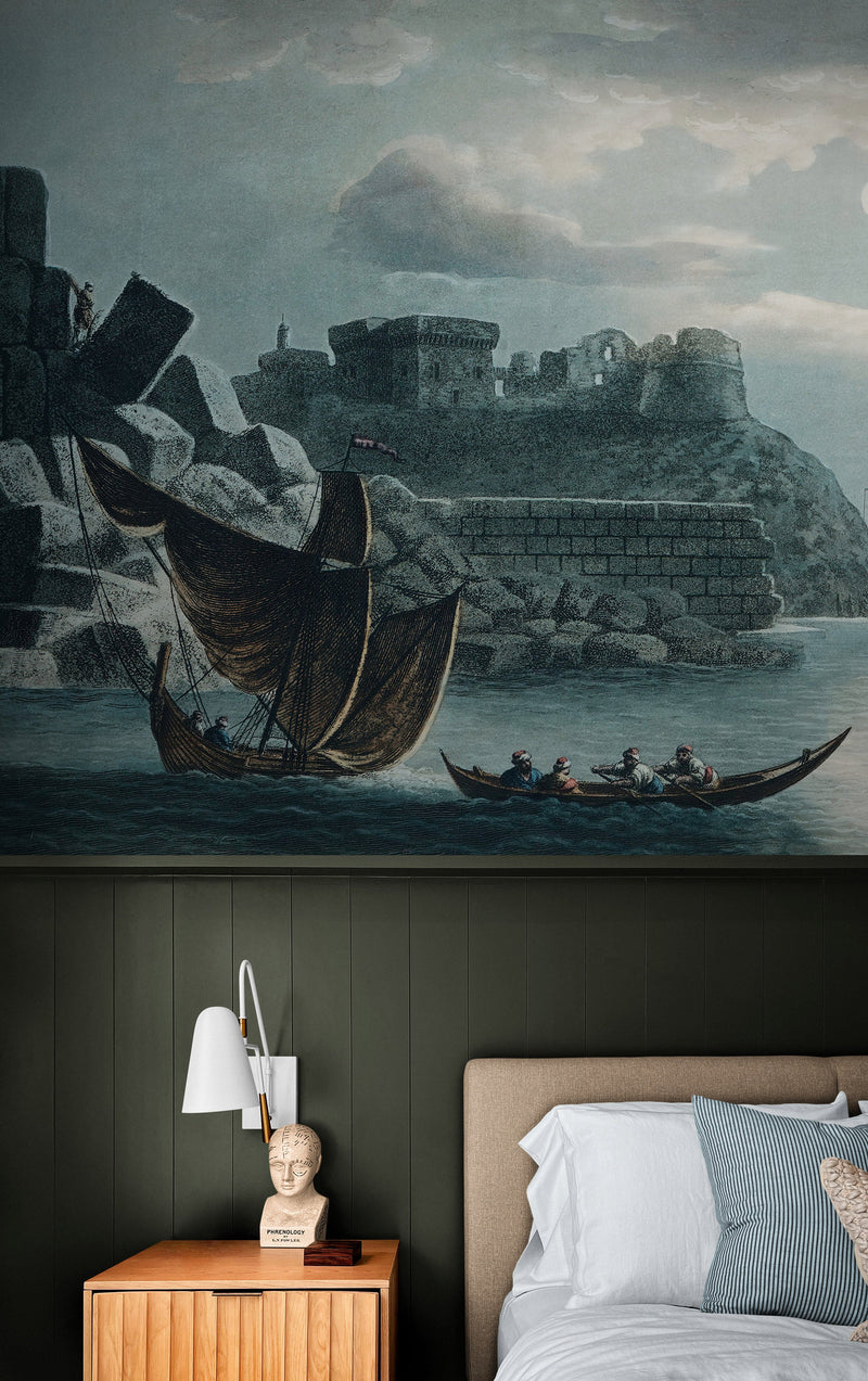 The Island of Tortosa from Views in the Ottoman Dominions Illustration Wall Mural. Sailing through the Mediterranean Islands.