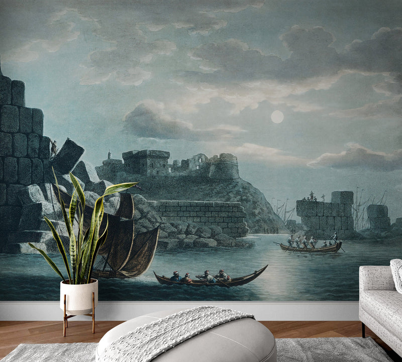 The Island of Tortosa from Views in the Ottoman Dominions Illustration Wall Mural. Sailing through the Mediterranean Islands.