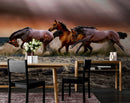 Wild Horses Galloping on Beach Wall Mural. Peel and Stick Wallpaper.