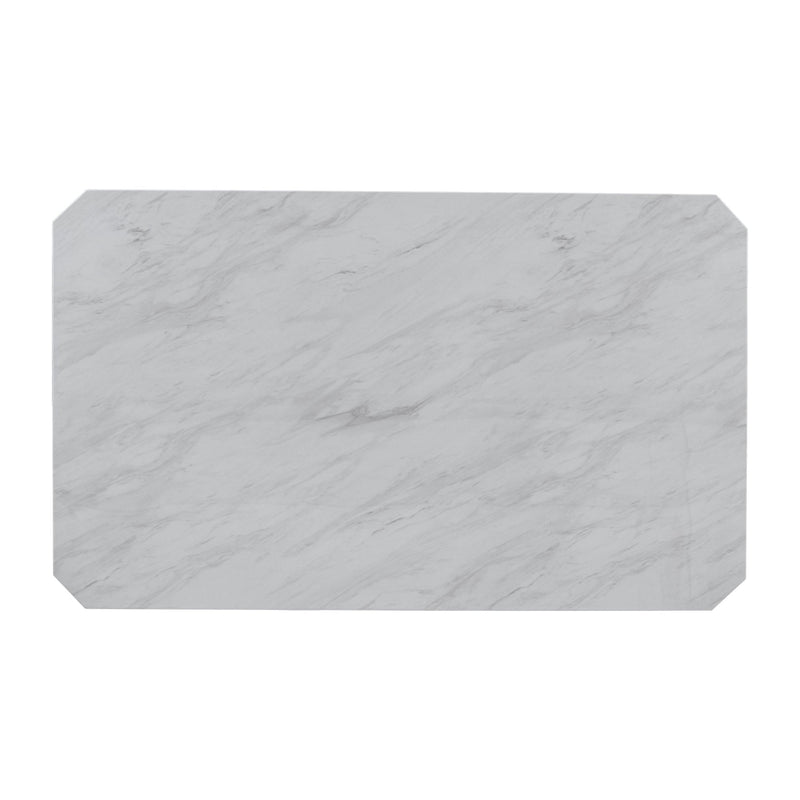 6-Piece Modern Style Dining Set with Faux Marble Table and 4 Upholstered Dining Chairs & 1 Bench (White)