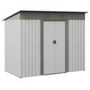 7' x 4' Metal Lean to Garden Shed, Outdoor Storage Shed, Garden Tool House with Double Sliding Doors, 2 Air Vents for Backyard, Patio, Lawn, Silver