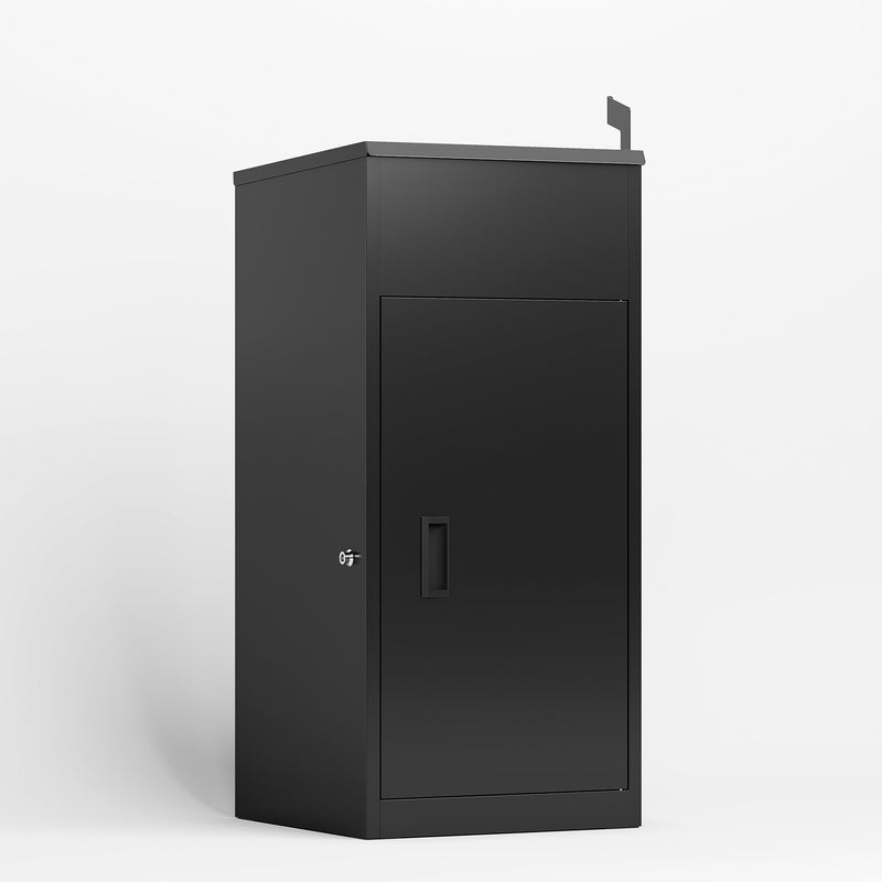 Package Delivery Box for Outside with Lock 16.7'L*16.8'W*36.4'H, Heavy-Duty Steel Package Drop Box with Anti-Theft Design, Weather-Resistant, Package Mailbox for Porch Ideal for Home or Office,(Black