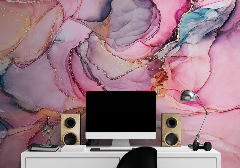 Abstract Alcohol Ink Pattern Wall Mural. Agate Design. Removable Peel and Stick Wallpaper.