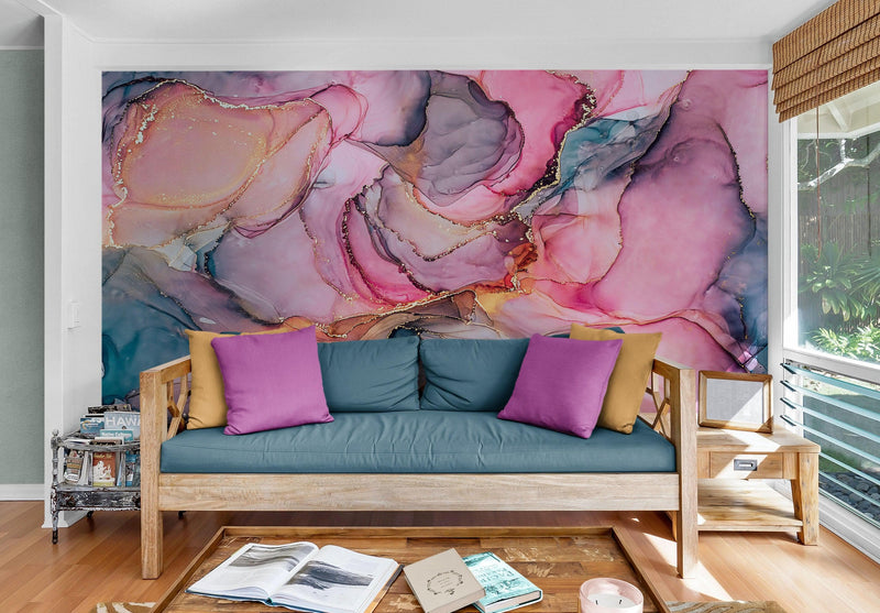 Abstract Alcohol Ink Pattern Wall Mural. Agate Design. Removable Peel and Stick Wallpaper.