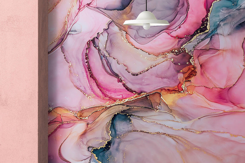 Abstract Alcohol Ink Pattern Wall Mural. Agate Design. Removable Peel and Stick Wallpaper.