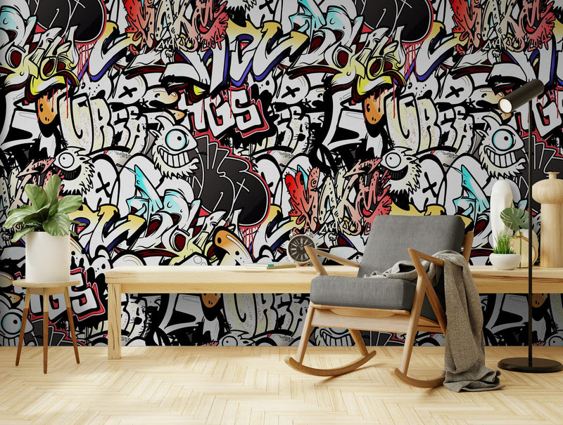 Graffiti Art Wall Mural. Street Art Urban Theme Artwork.