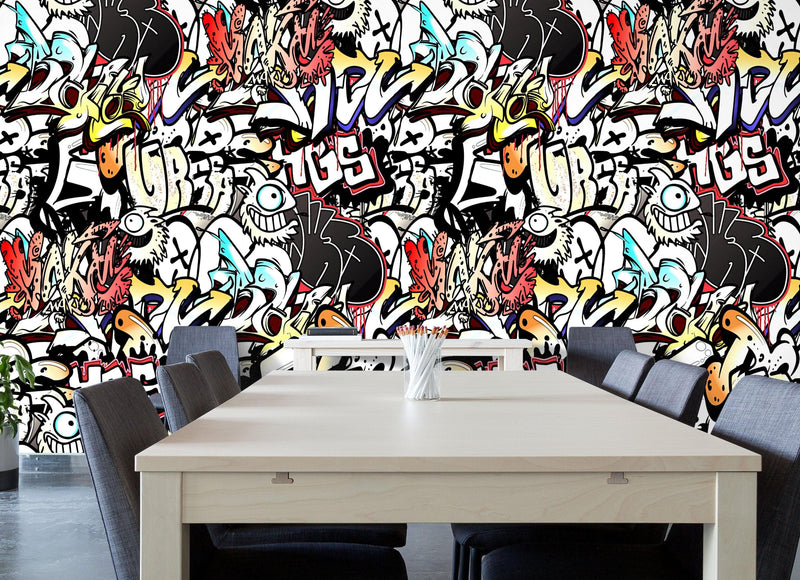 Graffiti Art Wall Mural. Street Art Urban Theme Artwork.