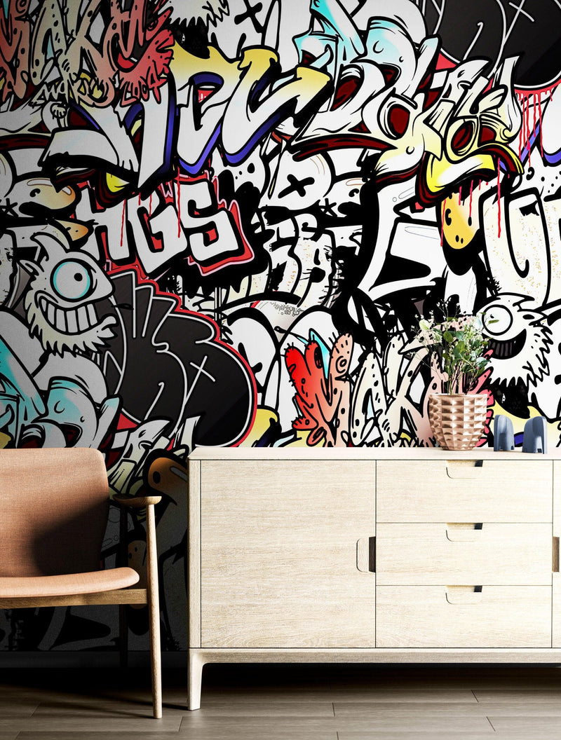 Graffiti Art Wall Mural. Street Art Urban Theme Artwork.