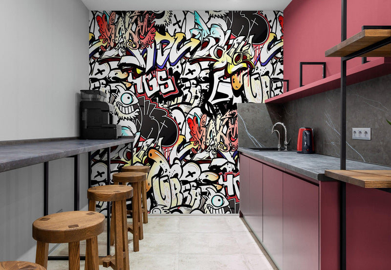 Graffiti Art Wall Mural. Street Art Urban Theme Artwork.