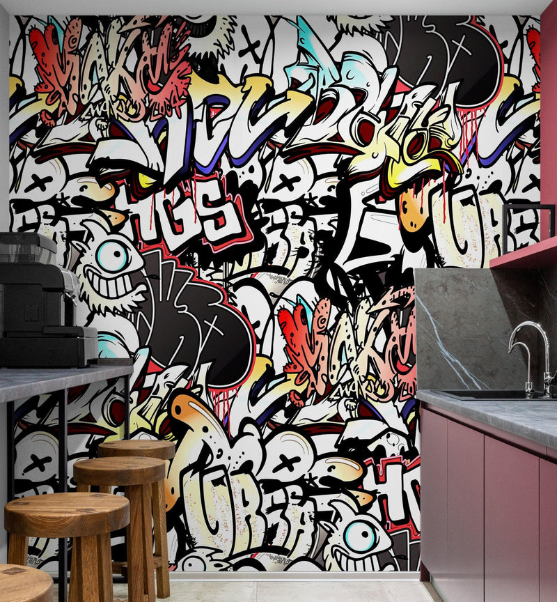 Graffiti Art Wall Mural. Street Art Urban Theme Artwork.