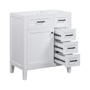 30" Bathroom Vanity without Sink, Cabinet Base Only, Bathroom Cabinet with Drawers, Solid Frame and MDF Board, White