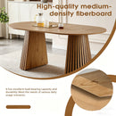Dining Table, Flexible Extendable Oval Design With Slatted Legs - Natural Wood
