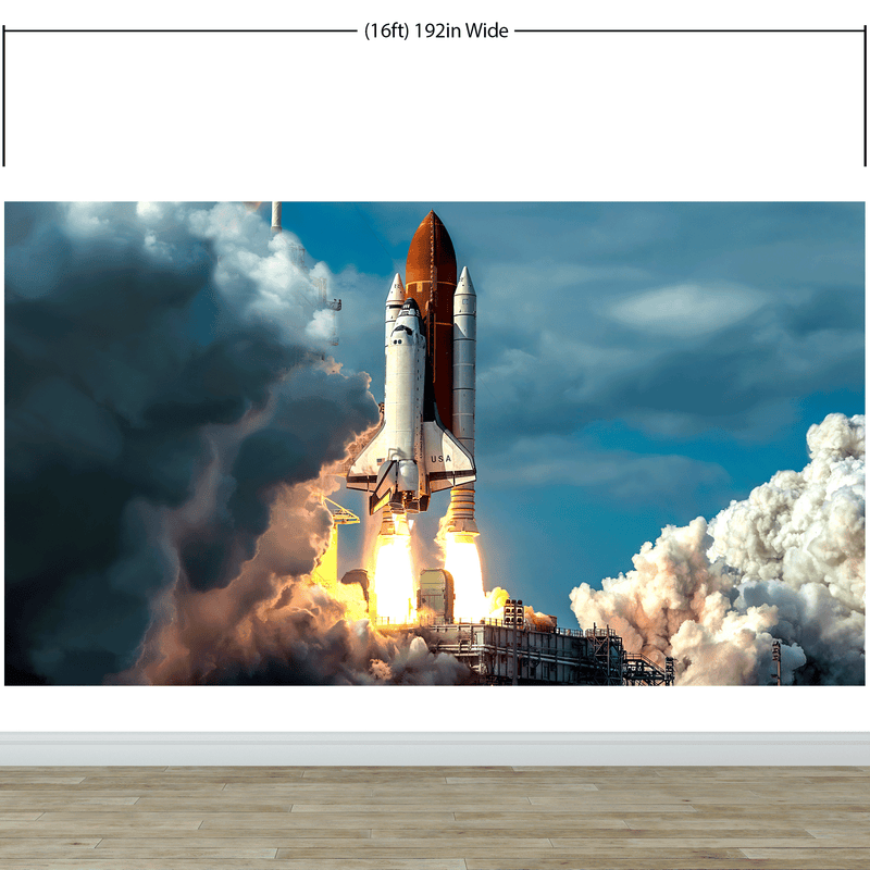 Space Shuttle Wall Mural Wallpaper. NASA Theme Wall Decor.