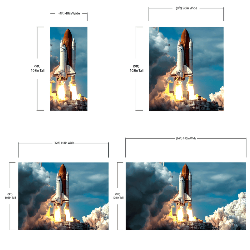 Space Shuttle Wall Mural Wallpaper. NASA Theme Wall Decor.