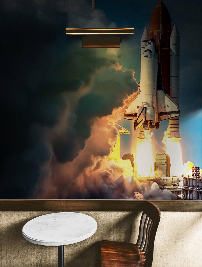 Space Shuttle Wall Mural Wallpaper. NASA Theme Wall Decor.