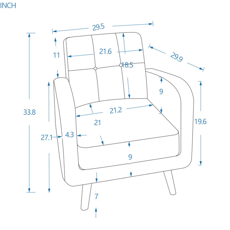 29.5 Inch Wide Accent Chair Upholstered Single Upholstered Lounge Club Chair For Living Room Bedroom