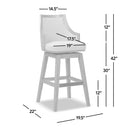 Bahama 30' Cane Rattan High-Back Swivel Bar Stool with Recessed Arms, Two-Tone Neutral Gray Polyester Wool Blend