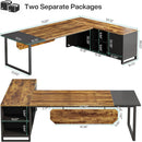 L-Shaped Executive Desk With File Cabinet, Computer Workstation With Storage by HouseOfZazla