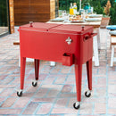 Red Portable Outdoor Patio Cooler Cart by LJGDeals