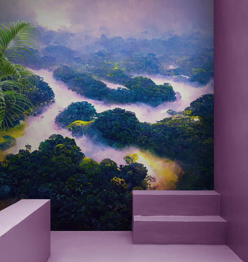 Tropical Rainforest Wall Mural Painting.