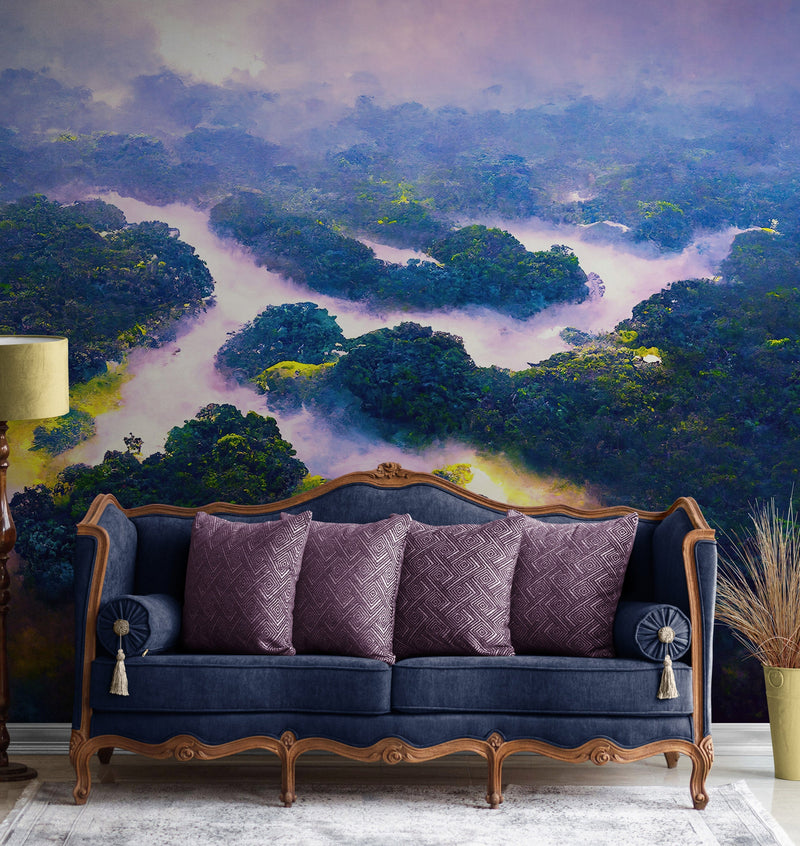 Tropical Rainforest Wall Mural Painting.