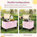 Large Foldable Utility Cart with 2-Tier Storage Crates and Telescoping Handle