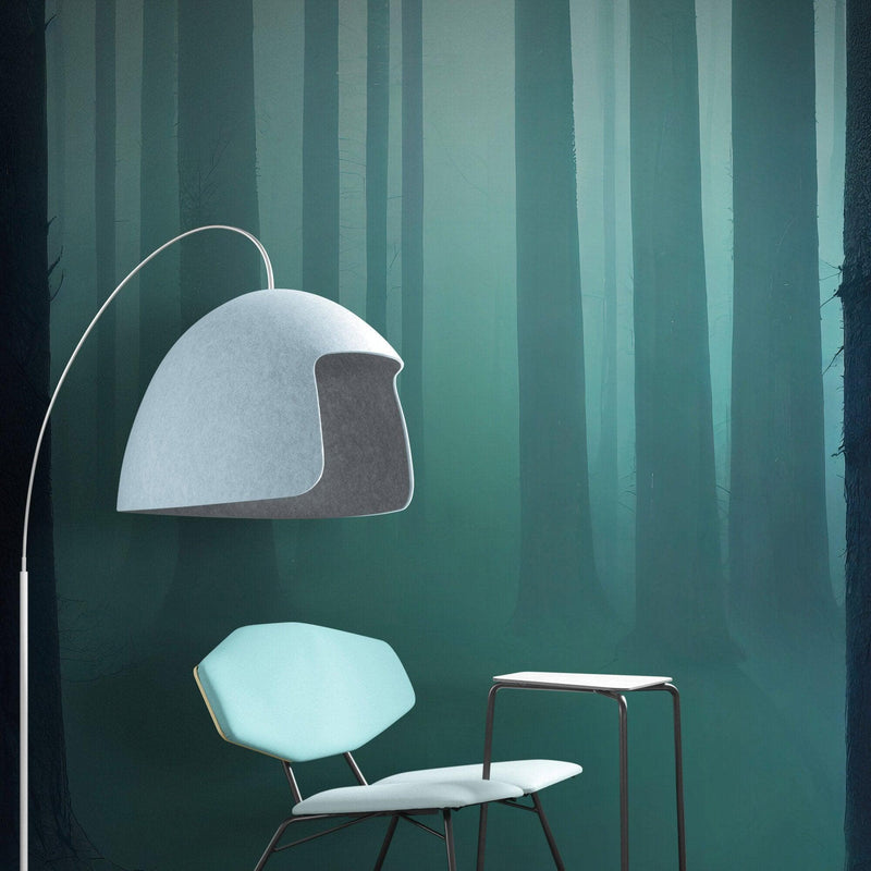 Foggy Forest Wall Mural. Emerald Green Mist Wallpaper.