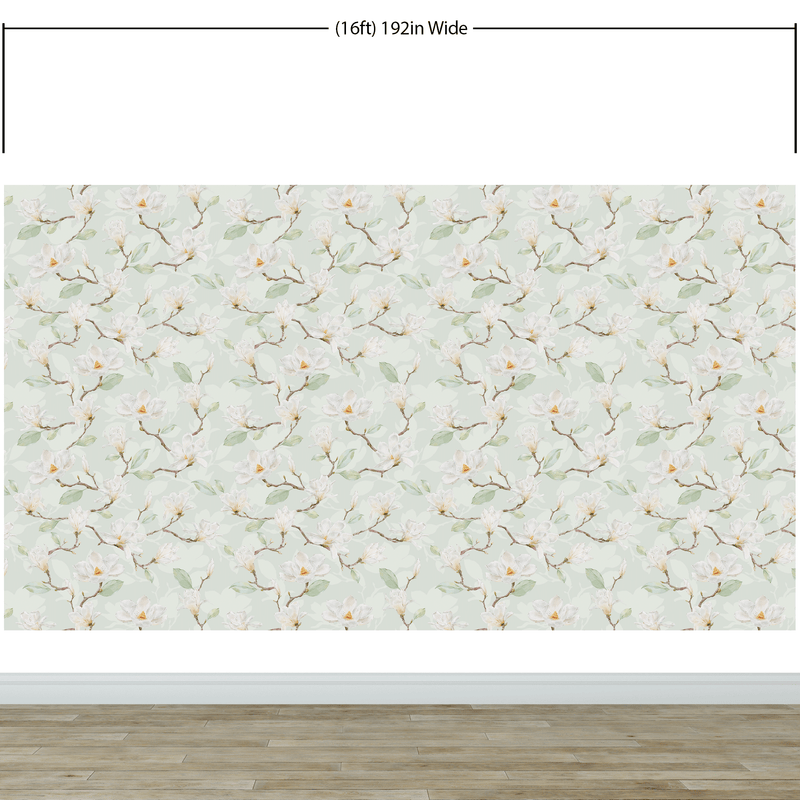 White Magnolia Wall Mural Peel and Stick Wallpaper.