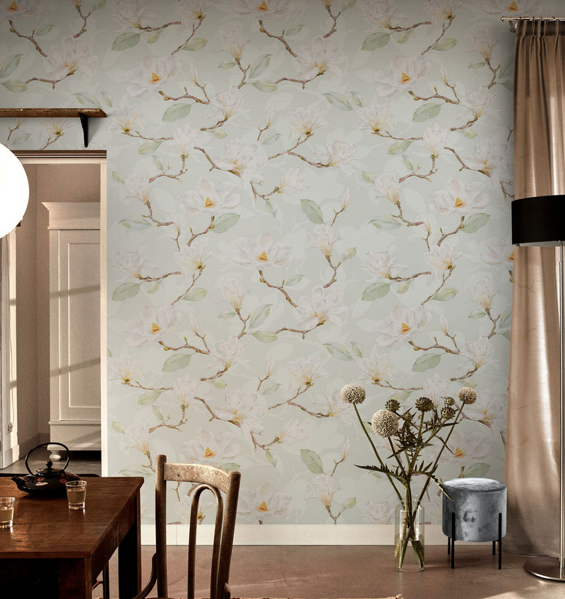 White Magnolia Wall Mural Peel and Stick Wallpaper.