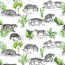Tiger and Leopard Wallpaper Pattern. Safari Animal Print Wall Mural.