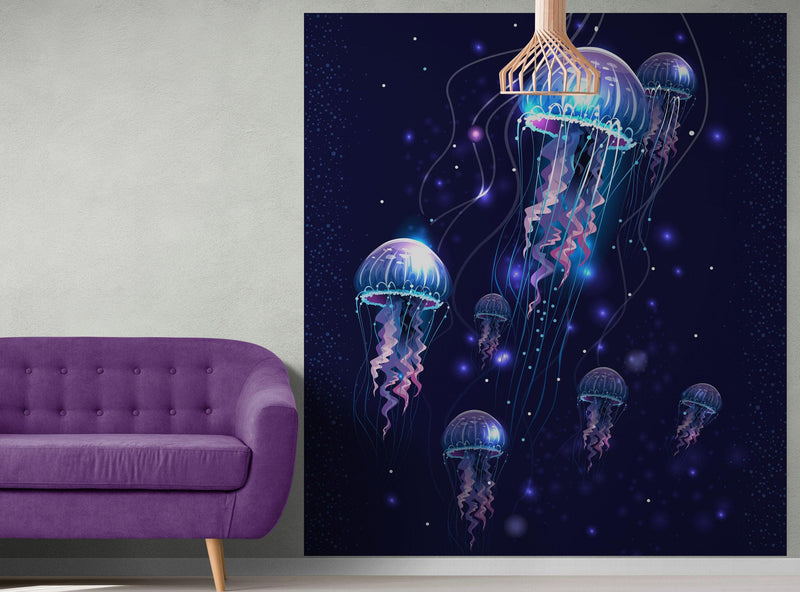 Jellyfish Wallpaper. Underwater Ocean Scene Wall Mural.