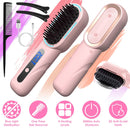 Cordless Hair Straightener Brush Rechargeable Mini Styling Comb with 4 Heating Levels Blue Light Sterilization Single press Stray Hair Removal 20Mins